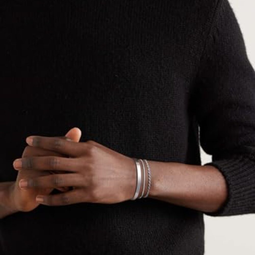 Silver Plated Men's Bracelet Set Stackable Minima… - image 4